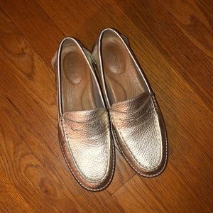 Sperry gold penny loafers